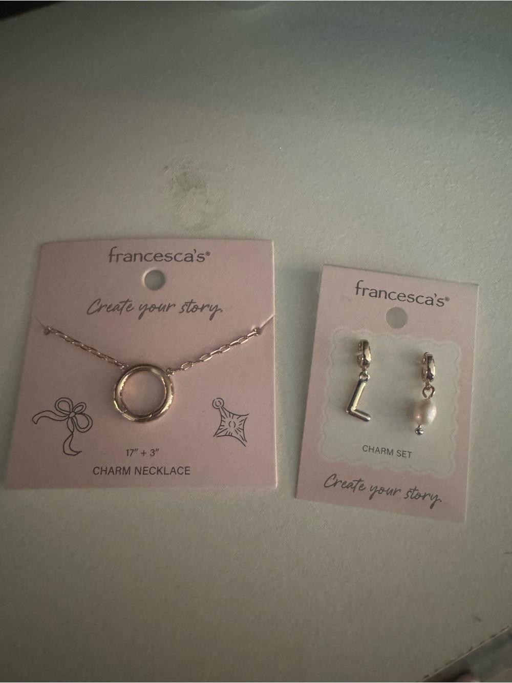 Francesca's Collections Gold Circle Charm Necklace and Charm Set